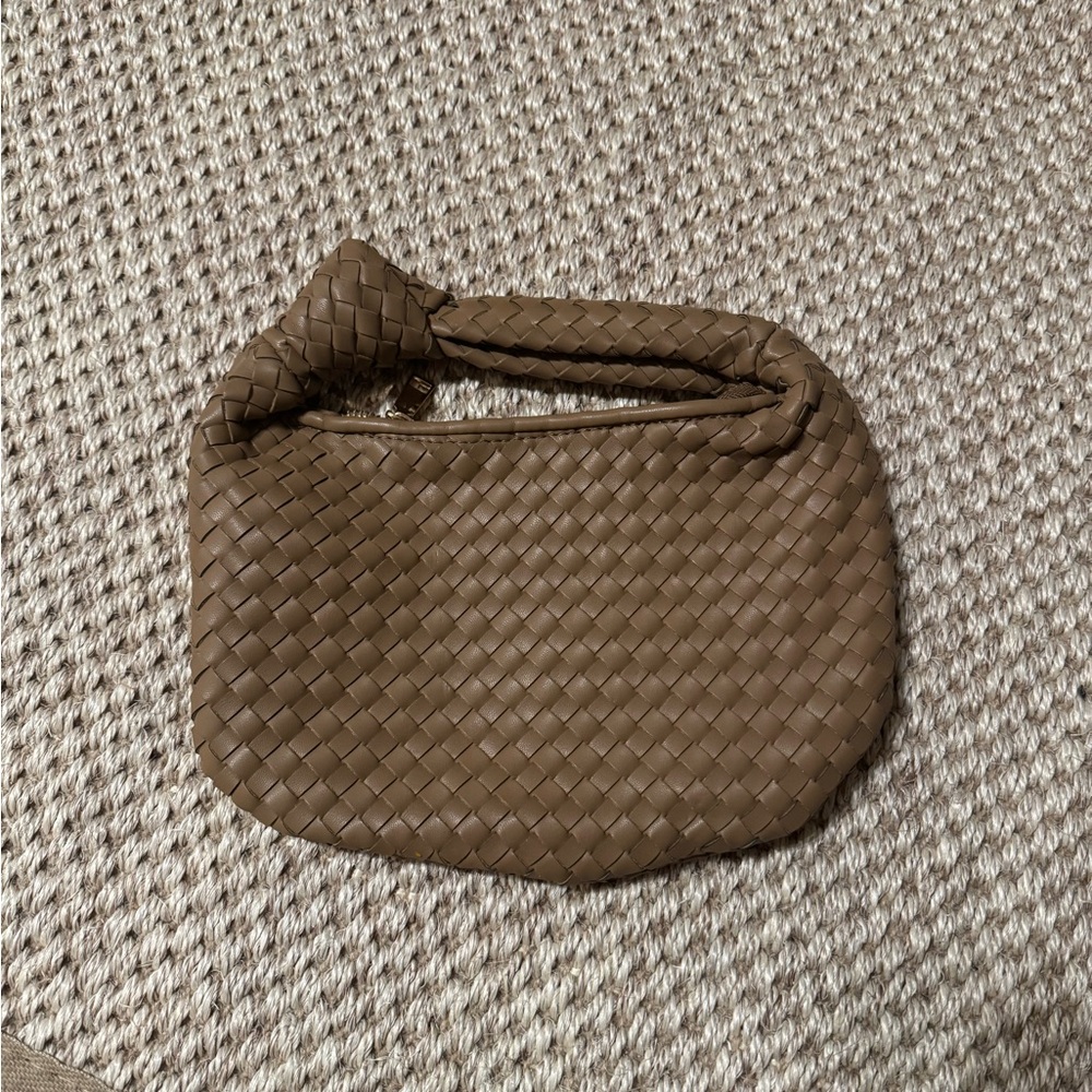 Melie Bianco Larissa Woven Faux-Leather Shoulder Bag. Small size.